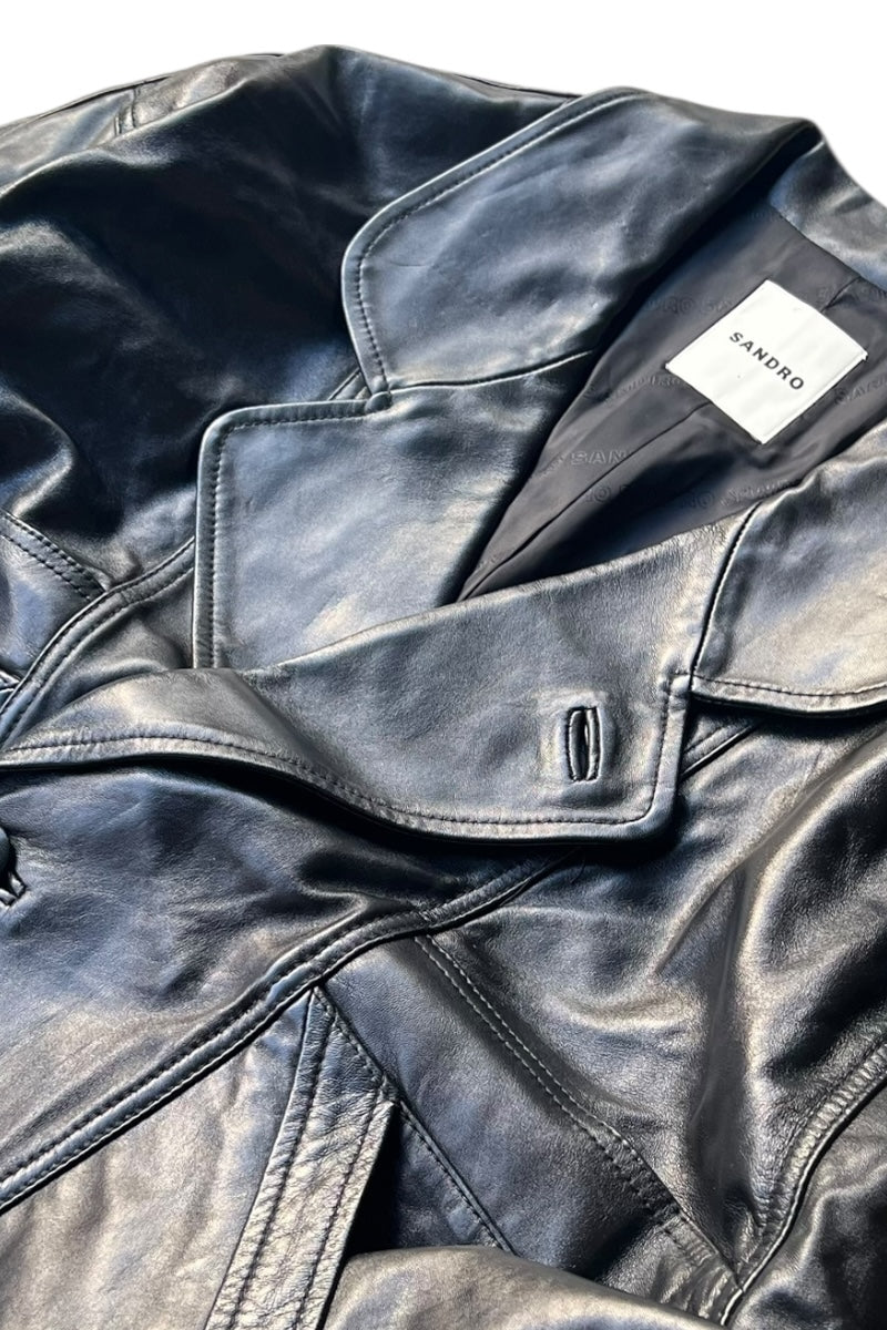 OVERSIZED LEATHER JACKET / BLACK [SIZE: 36 USED]