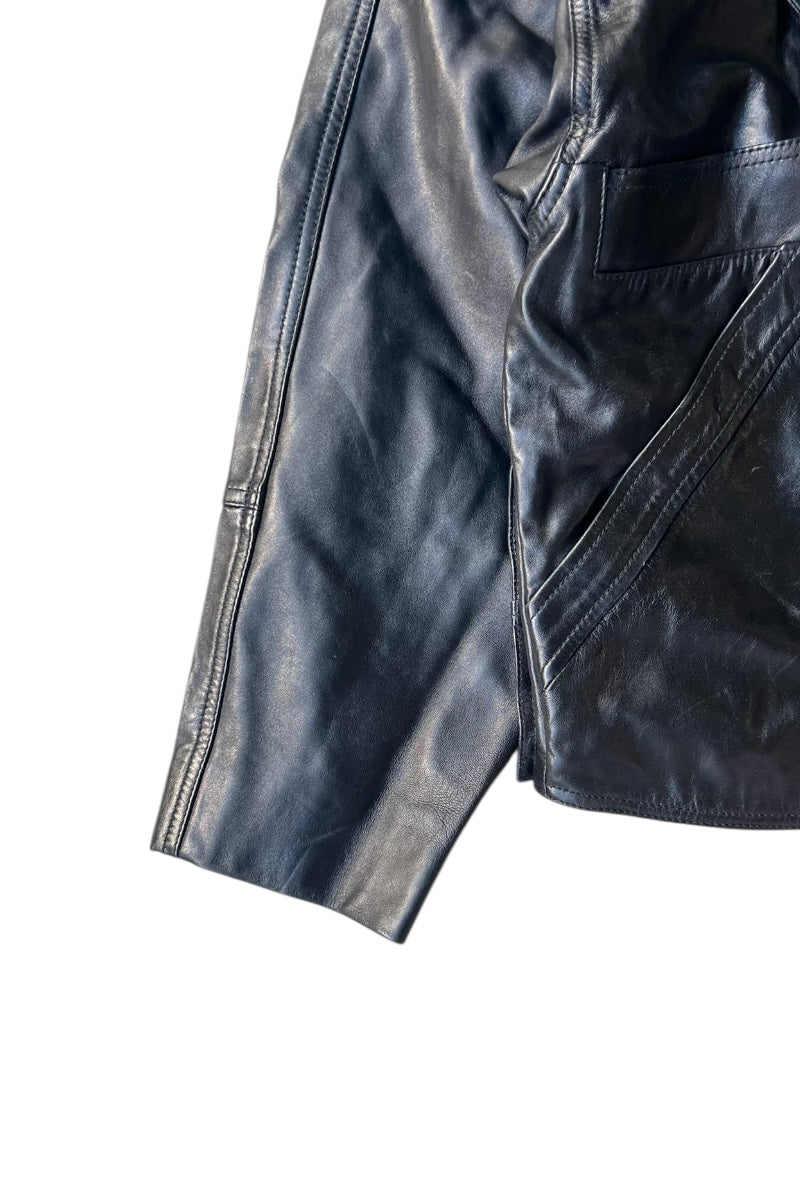 OVERSIZED LEATHER JACKET / BLACK [SIZE: 36 USED]
