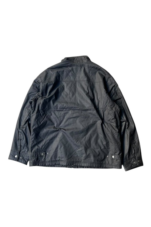 Y2K EARLY 00'S STAND COLLAR COTTON OIL WAXED JACKET / BLACK [SIZE: XL USED]