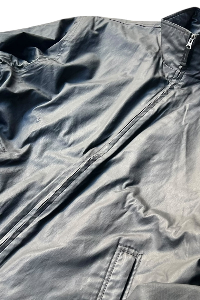 Y2K EARLY 00'S STAND COLLAR COTTON OIL WAXED JACKET / BLACK [SIZE: XL USED]