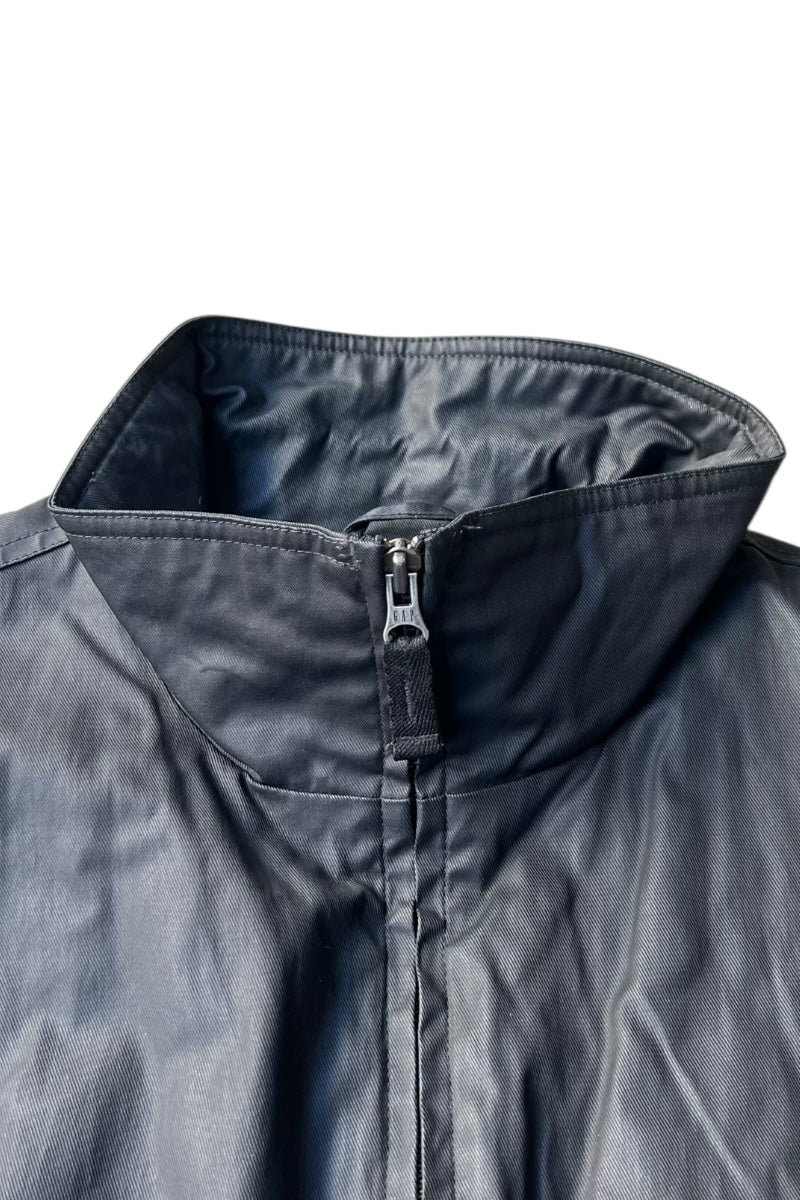 Y2K EARLY 00'S STAND COLLAR COTTON OIL WAXED JACKET / BLACK [SIZE: XL USED]