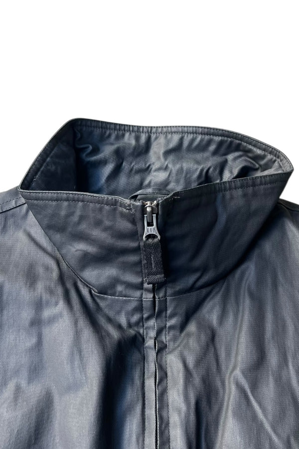 Y2K EARLY 00'S STAND COLLAR COTTON OIL WAXED JACKET / BLACK [SIZE: XL USED]