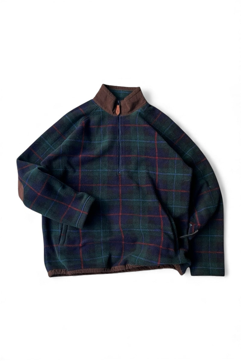 90'S HALF ZIP CHACK FLEECE JACKET / NAVY [SIZE: S USED]