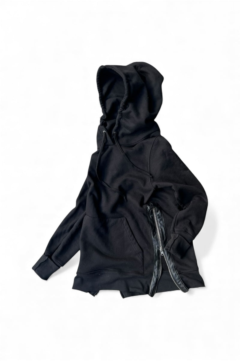 MADE IN USA SIDE-ZIP SWEAT HOODIE / BLACK [SIZE: S USED]