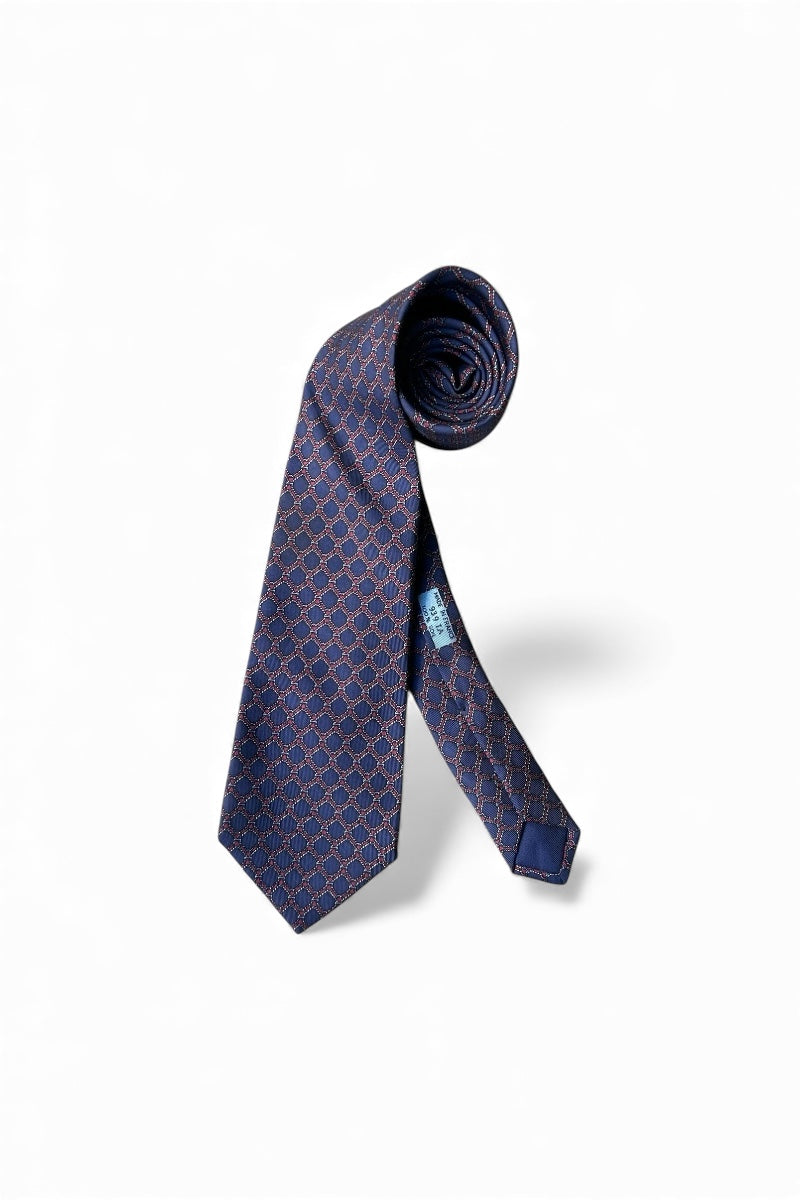 MADE IN FRANCE SILK NECKTIE / NAVY [SIZE: ONE SIZE USED]