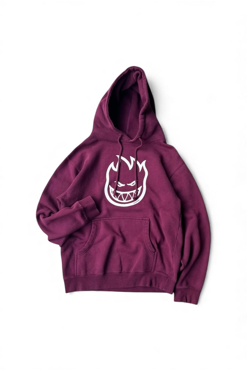 PRINT PULLOVER SWEAT HOODIE / WINE RED [SIZE: S USED]