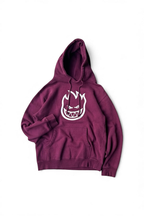 PRINT PULLOVER SWEAT HOODIE / WINE RED [SIZE: S USED]