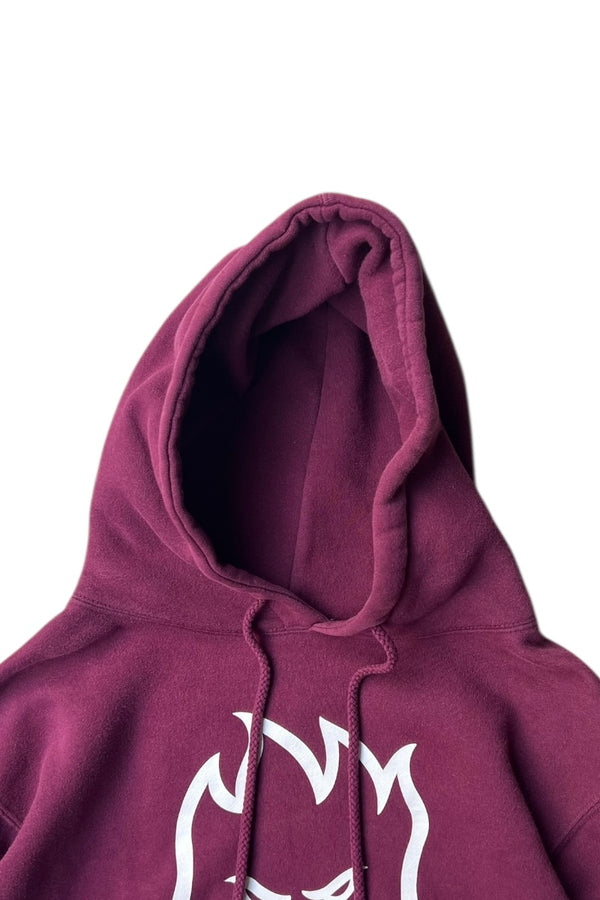 PRINT PULLOVER SWEAT HOODIE / WINE RED [SIZE: S USED]