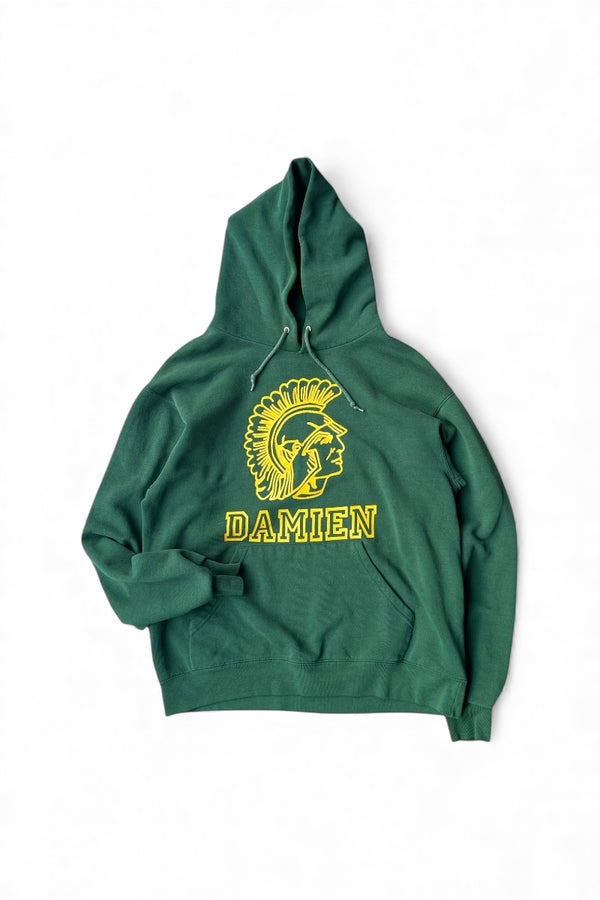 90'S DAMIEN PRINT HOODIE SWEATSHIRT / GREEN [SIZE: S USED]