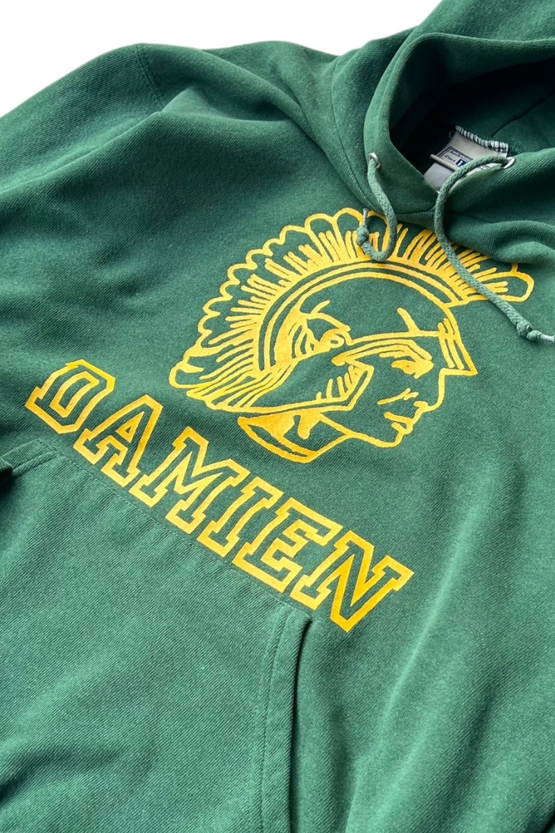 90'S DAMIEN PRINT HOODIE SWEATSHIRT / GREEN [SIZE: S USED]
