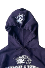 画像をギャラリービューアに読み込む, ECO COLLEGE SWEAT HOODIE / NAVY [SIZE: M USED]
