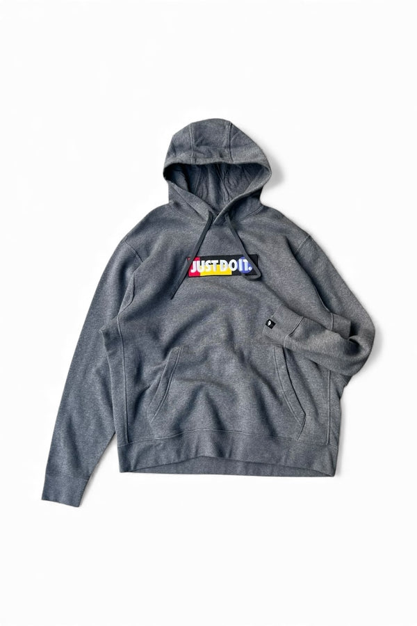 JUST DO IT LOGO PULLOVER SWEAT HOODIE / GRAY [SIZE: XL USED]