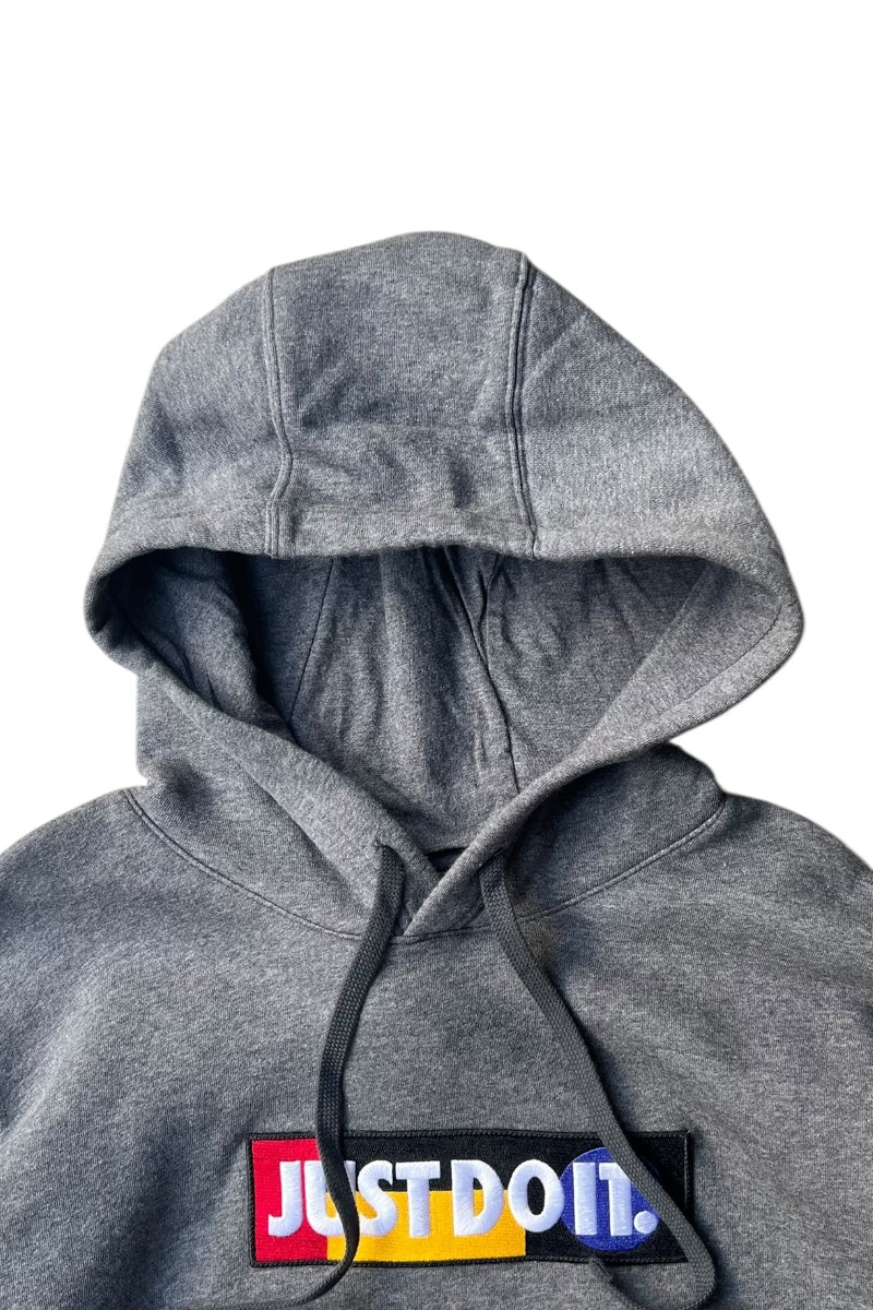 JUST DO IT LOGO PULLOVER SWEAT HOODIE / GRAY [SIZE: XL USED]