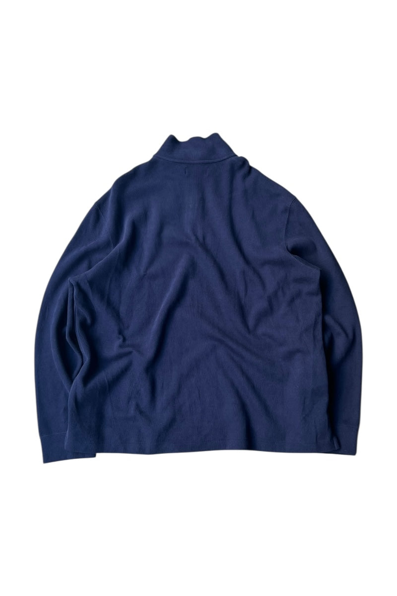 90s HALF ZIP COTTON KNIT SWEATER / NAVY [SIZE: 2XL DEADSTOCK/NOS]