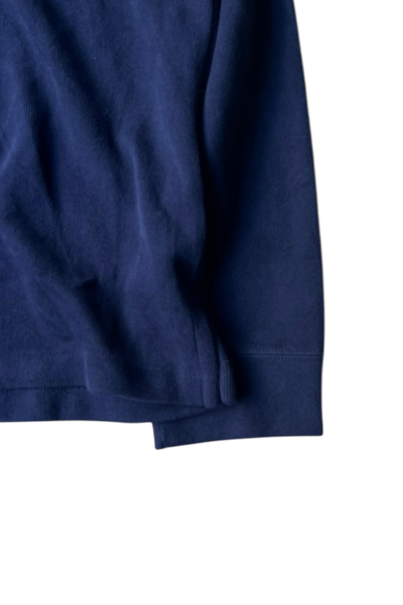 90s HALF ZIP COTTON KNIT SWEATER / NAVY [SIZE: 2XL DEADSTOCK/NOS]