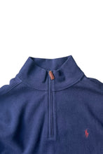 画像をギャラリービューアに読み込む, 90'S HALF ZIP COTTON KNIT SWEATER / NAVY [SIZE: 2XL DEADSTOCK/NOS]
