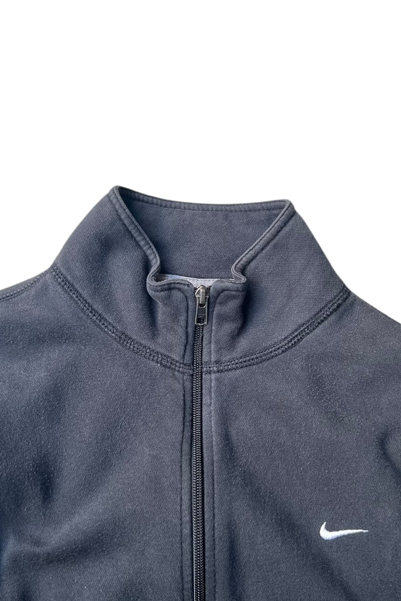 Y2K EARLY 00'S SWEAT TRACK JACKET / BLACK [SIZE: M USED]