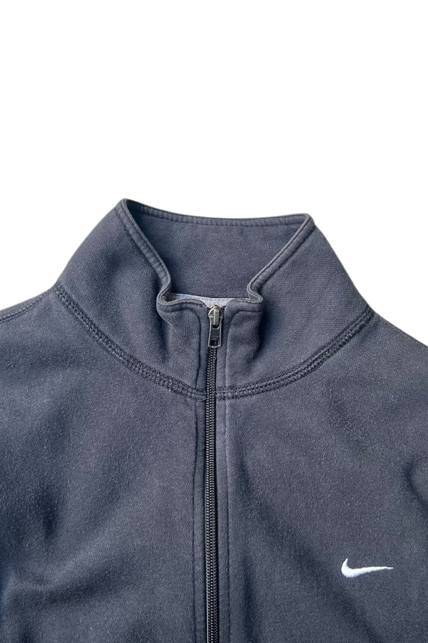 Y2K EARLY 00'S SWEAT TRACK JACKET / BLACK [SIZE: M USED]