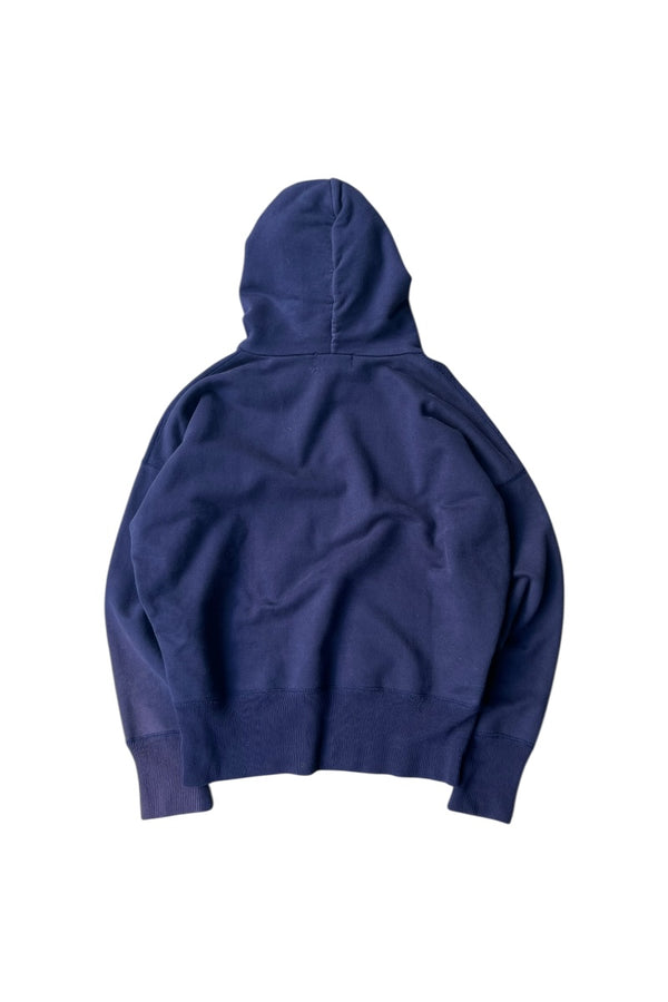 MADE IN PORTUGAL 90'S HEAVY WEIGHT PULLOVER SWEAT HOODIE / NAVY [SIZE: M USED]