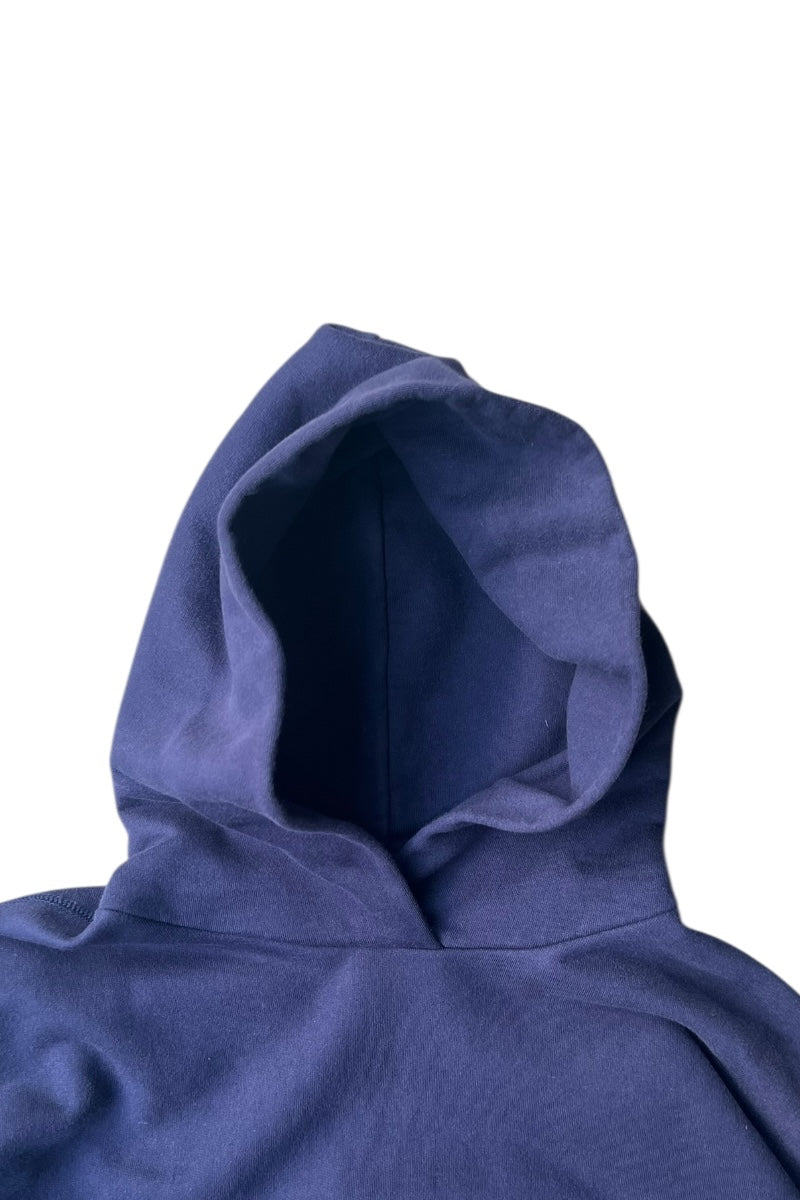 MADE IN PORTUGAL 90'S HEAVY WEIGHT PULLOVER SWEAT HOODIE / NAVY [SIZE: M USED]