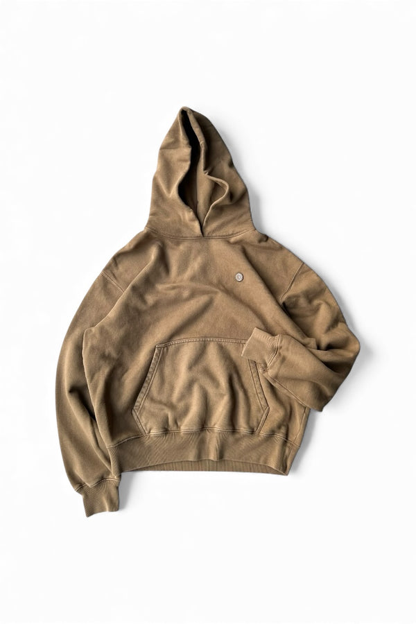 MADE IN PORTUGAL 21'S ONE POINT LOGO SWEAT HOODIE / BROWN [SIZE: XL USED]