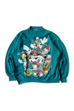 画像をギャラリービューアに読み込む, MADE IN USA CHARACTER PRINT SWEAT SHIRT / GREEN [SIZE: XL USED]

