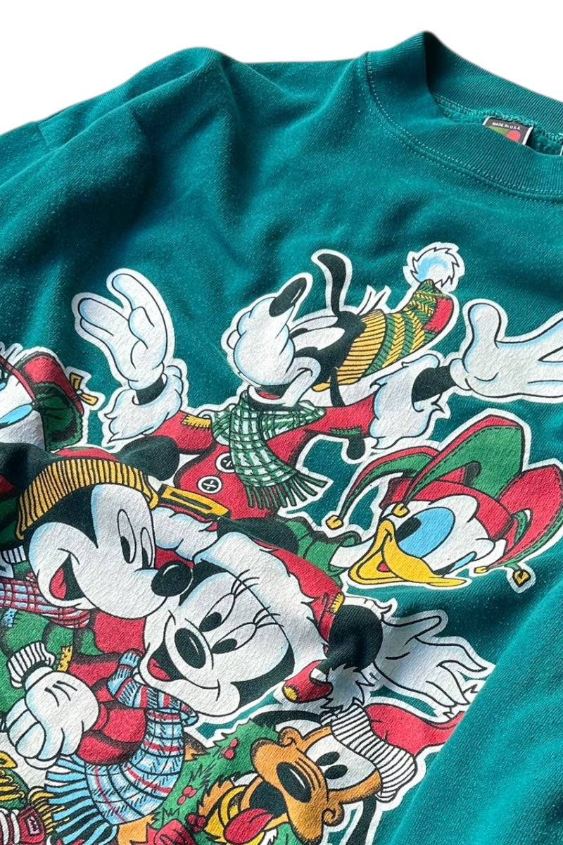 MADE IN USA CHARACTER PRINT SWEATSHIRT / GREEN [SIZE: XL USED]