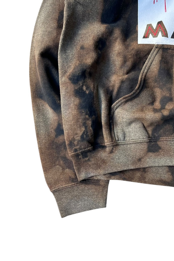 BLACK LIVES MATTER PULLOVER BLEACH SWEAT HOODIE / BLACK [SIZE: L USED]