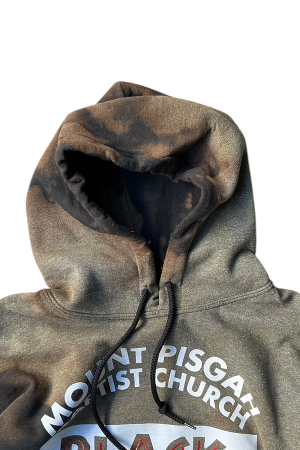BLACK LIVES MATTER PULLOVER BLEACH SWEAT HOODIE / BLACK [SIZE: L USED]