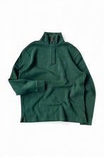画像をギャラリービューアに読み込む, HALF-ZIP COTTON KNIT SWEATER / GREEN [SIZE: M USED]
