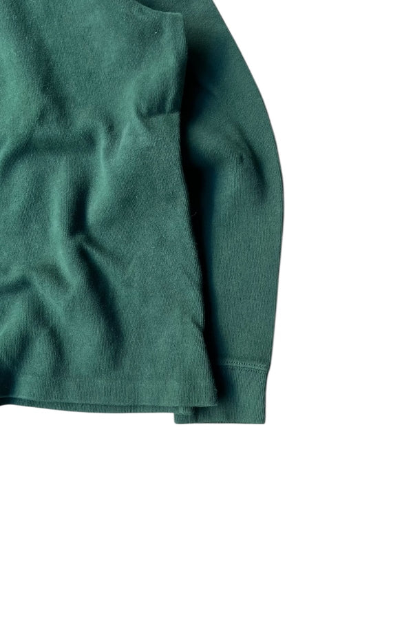 HALF-ZIP COTTON KNIT SWEATER / GREEN [SIZE: M USED]