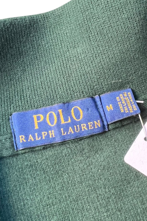 HALF-ZIP COTTON KNIT SWEATER / GREEN [SIZE: M USED]