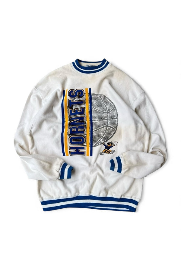 MADE IN USA 90'S NBA CHARLOTTE HORNETS SWEATSHIRT / WHITE [SIZE: L USED]