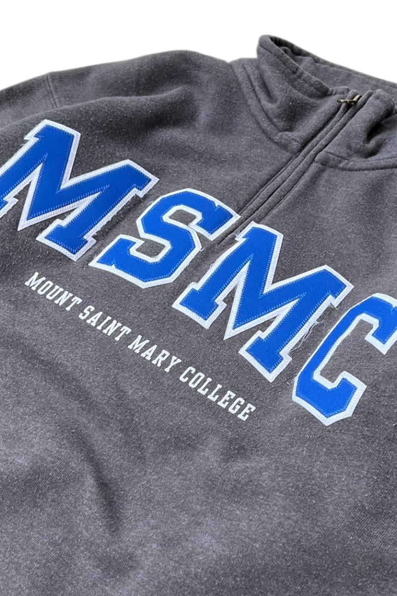 MADE IN MEXICO 90'S MSMC HALF-ZIP LOGO SWEAT SHIRT / CHARCOAL [SIZE: S USED]