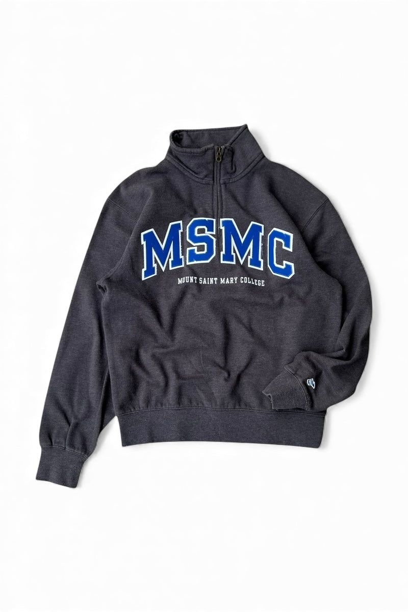 MADE IN MEXICO 90'S MSMC HALF-ZIP LOGO SWEAT SHIRT / CHARCOAL [SIZE: S USED]