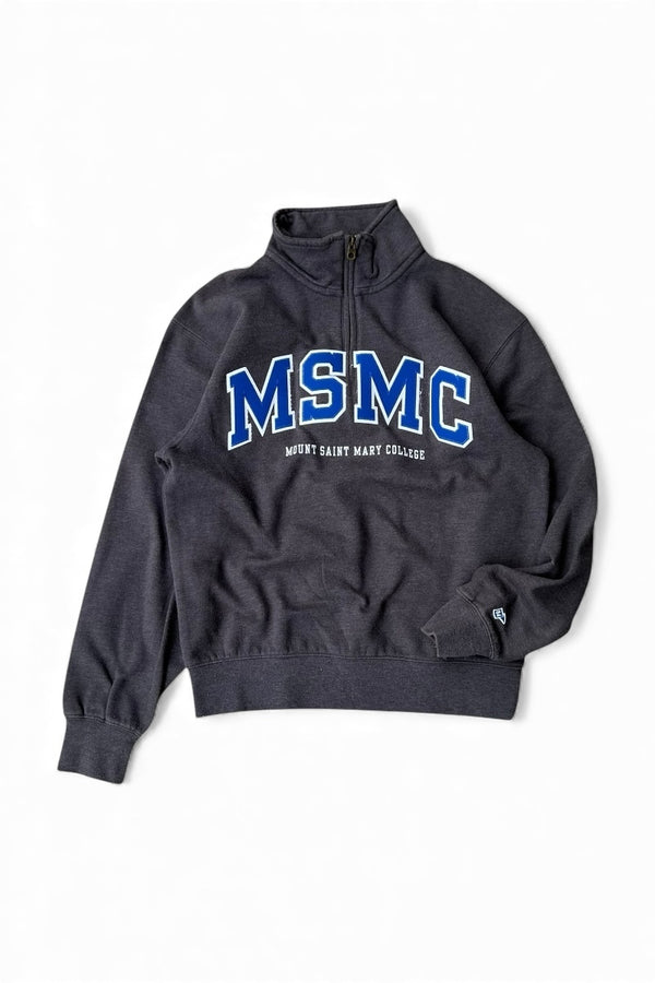 MADE IN MEXICO 90'S MSMC HALF-ZIP LOGO SWEAT SHIRT / CHARCOAL [SIZE: S USED]