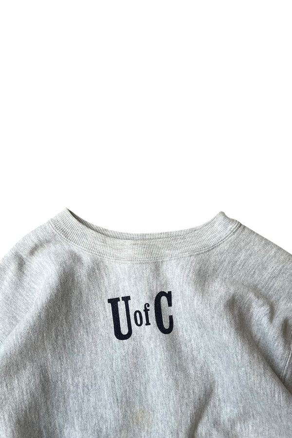 MADE IN USA 90'S U OF C REVERSE WEAVE SWEATSHIRT / GRAY [SIZE: XL USED]