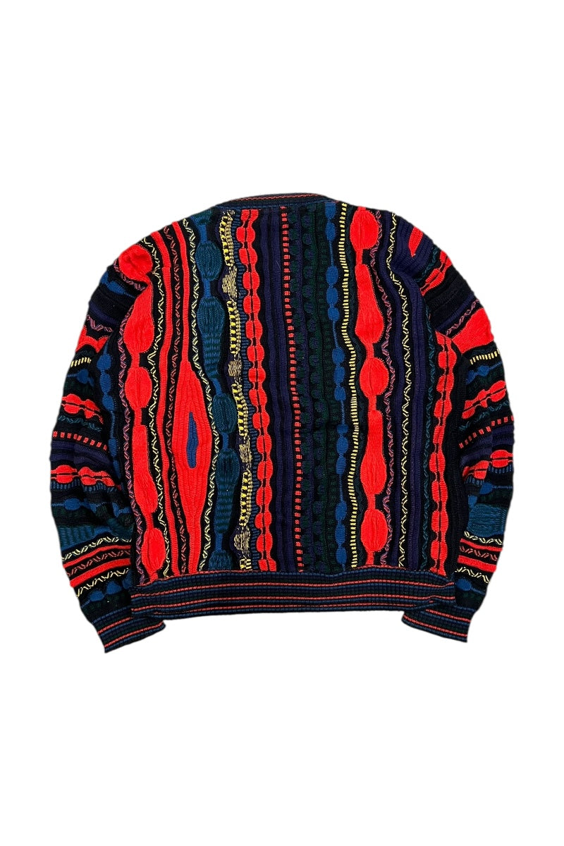 MADE IN USA 90'S 3D DESIGN KNIT SWEATER / PATTERN [SIZE: M USED]