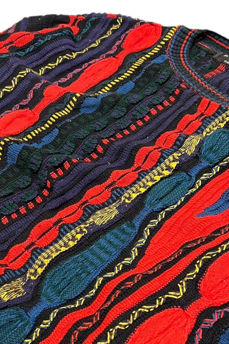 MADE IN USA 90'S 3D DESIGN KNIT SWEATER / PATTERN [SIZE: M USED]