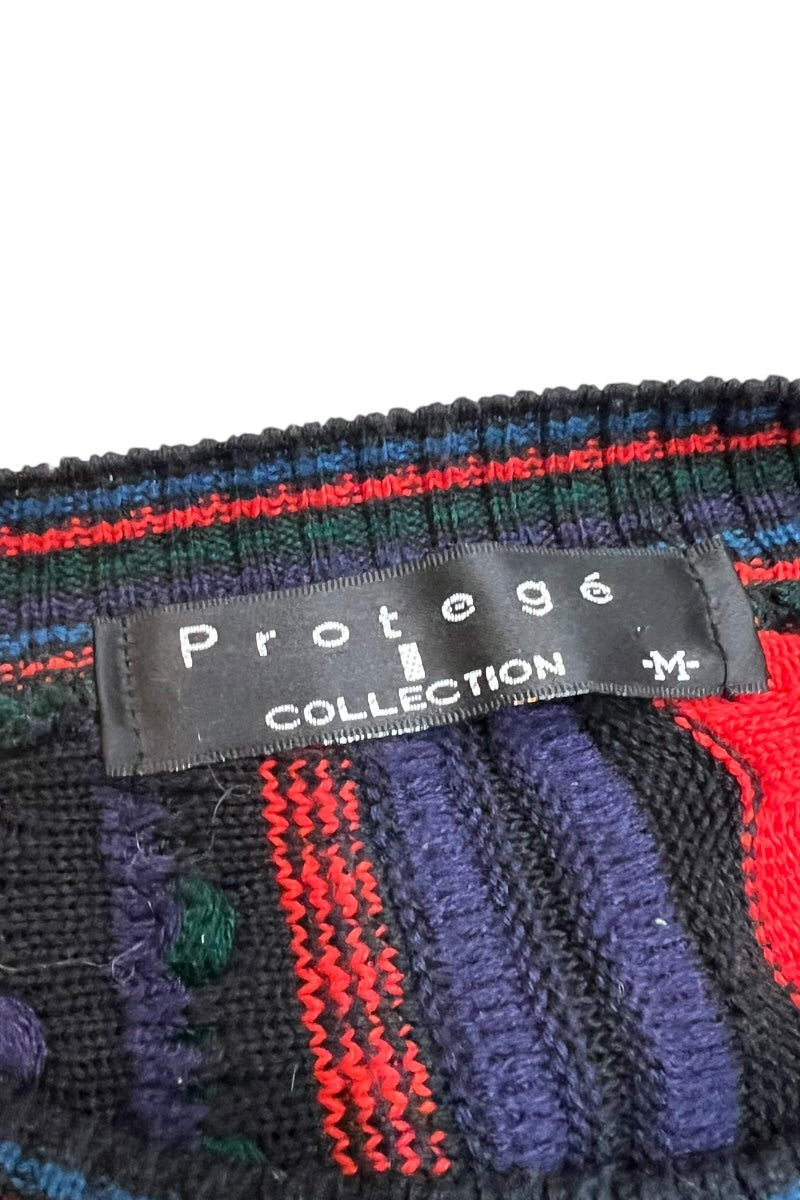 MADE IN USA 90'S 3D DESIGN KNIT SWEATER / PATTERN [SIZE: M USED]