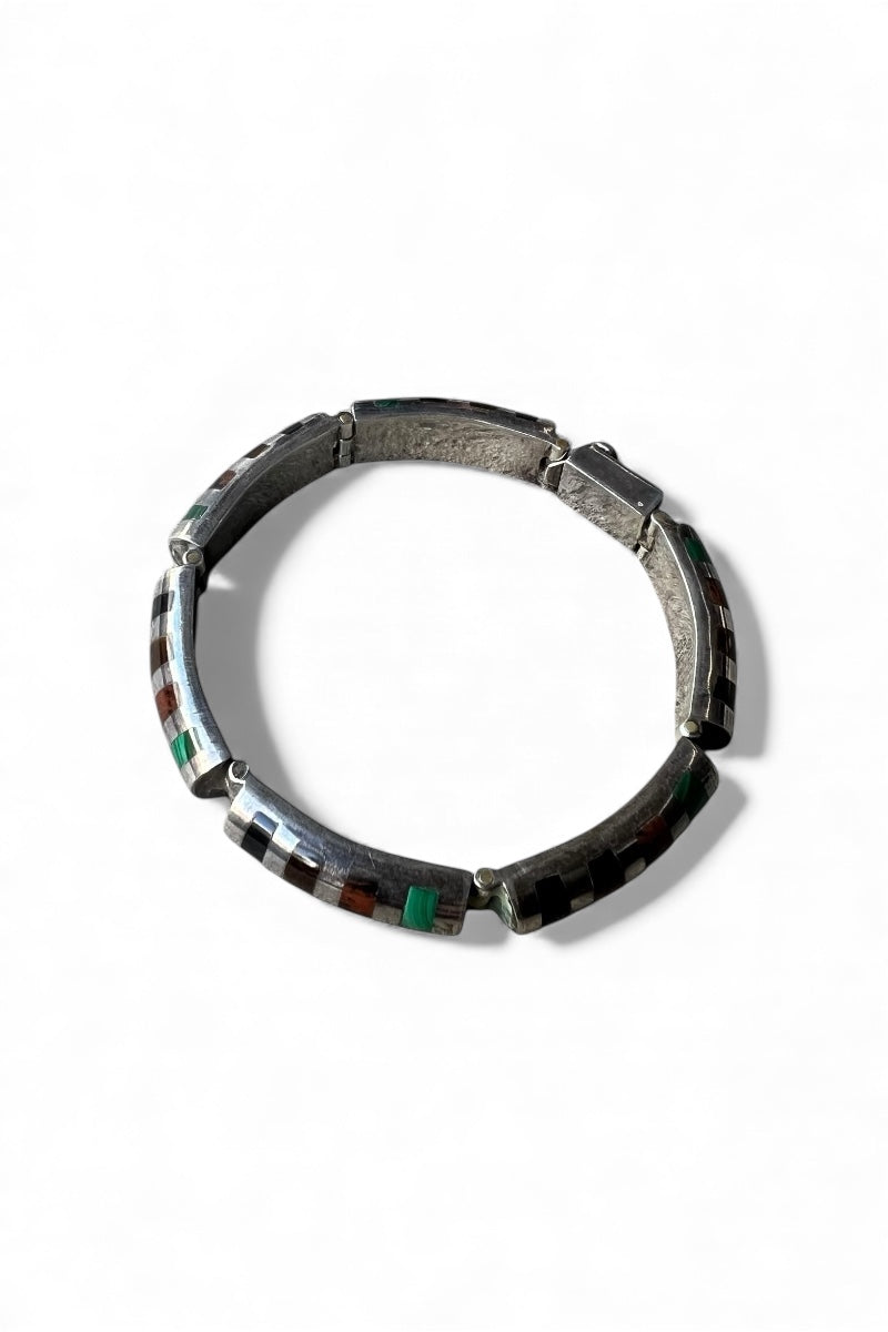 MADE IN MEXICO 925 SILVER BRACELET W/STONES / SILVER [SIZE: ONE SIZE USED]