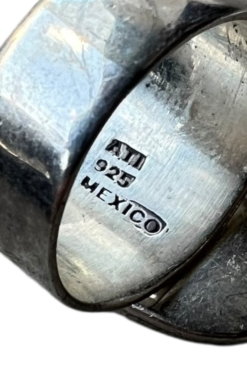 MADE IN MEXICO 925 SILVER RING W/STONES / SILVER [SIZE: US Size 8 Equivalent USED]