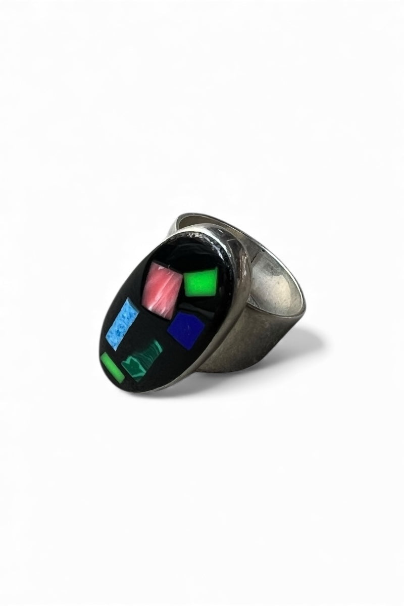 MADE IN MEXICO 925 SILVER RING W/STONES / SILVER [SIZE: US Size 8 Equivalent USED]