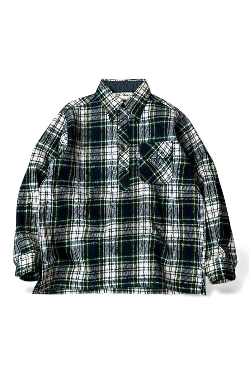 60'S Script Logo PULLOVER WOOL CHECK L/S SHIRT JACKET / GREEN [SIZE: L USED]