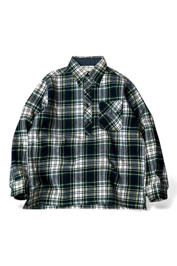 60'S Script Logo PULLOVER WOOL CHECK L/S SHIRT JACKET / GREEN [SIZE: L USED]