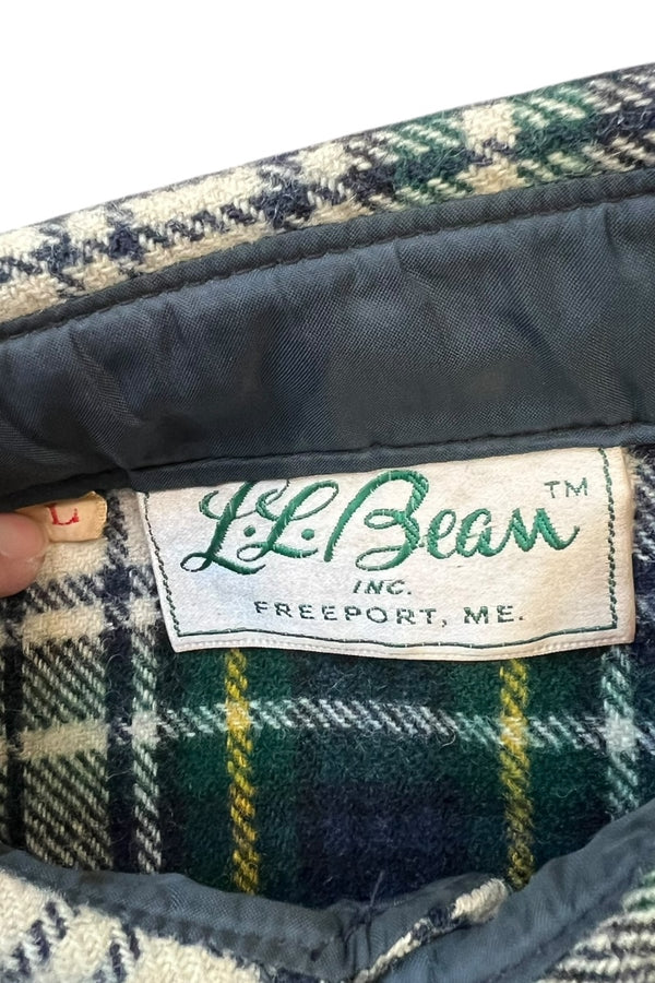 60'S Script Logo PULLOVER WOOL CHECK L/S SHIRT JACKET / GREEN [SIZE: L USED]