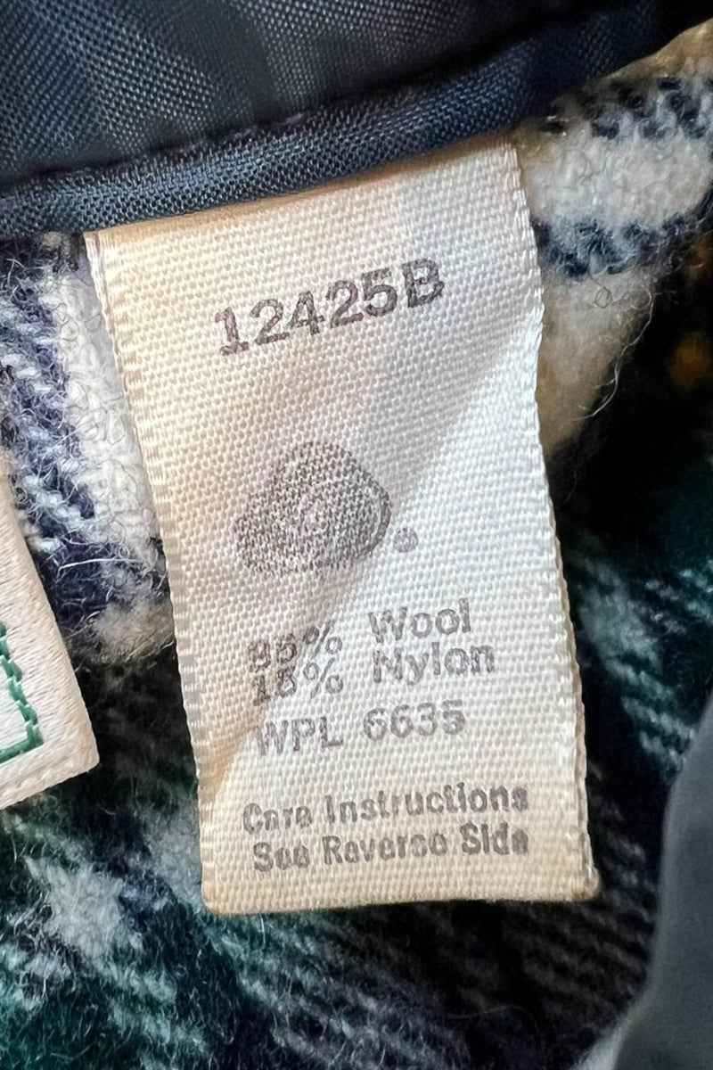 60'S Script Logo PULLOVER WOOL CHECK L/S SHIRT JACKET / GREEN [SIZE: L USED]