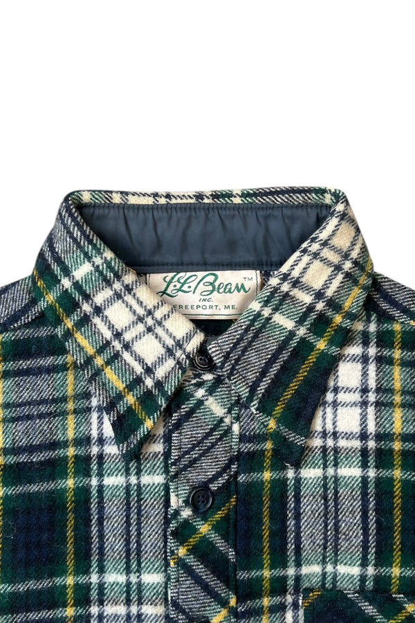 60'S Script Logo PULLOVER WOOL CHECK L/S SHIRT JACKET / GREEN [SIZE: L USED]