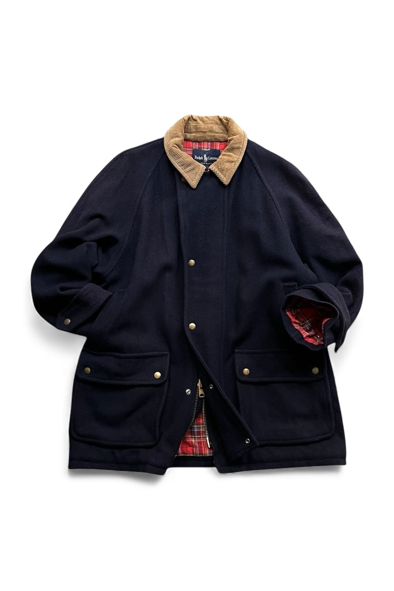 MADE IN USA 80s WOOL HUNTING COAT / NAVY [SIZE: M USED]