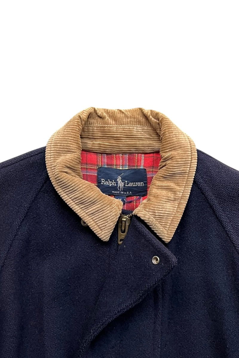 MADE IN USA 80s WOOL HUNTING COAT / NAVY [SIZE: M USED]